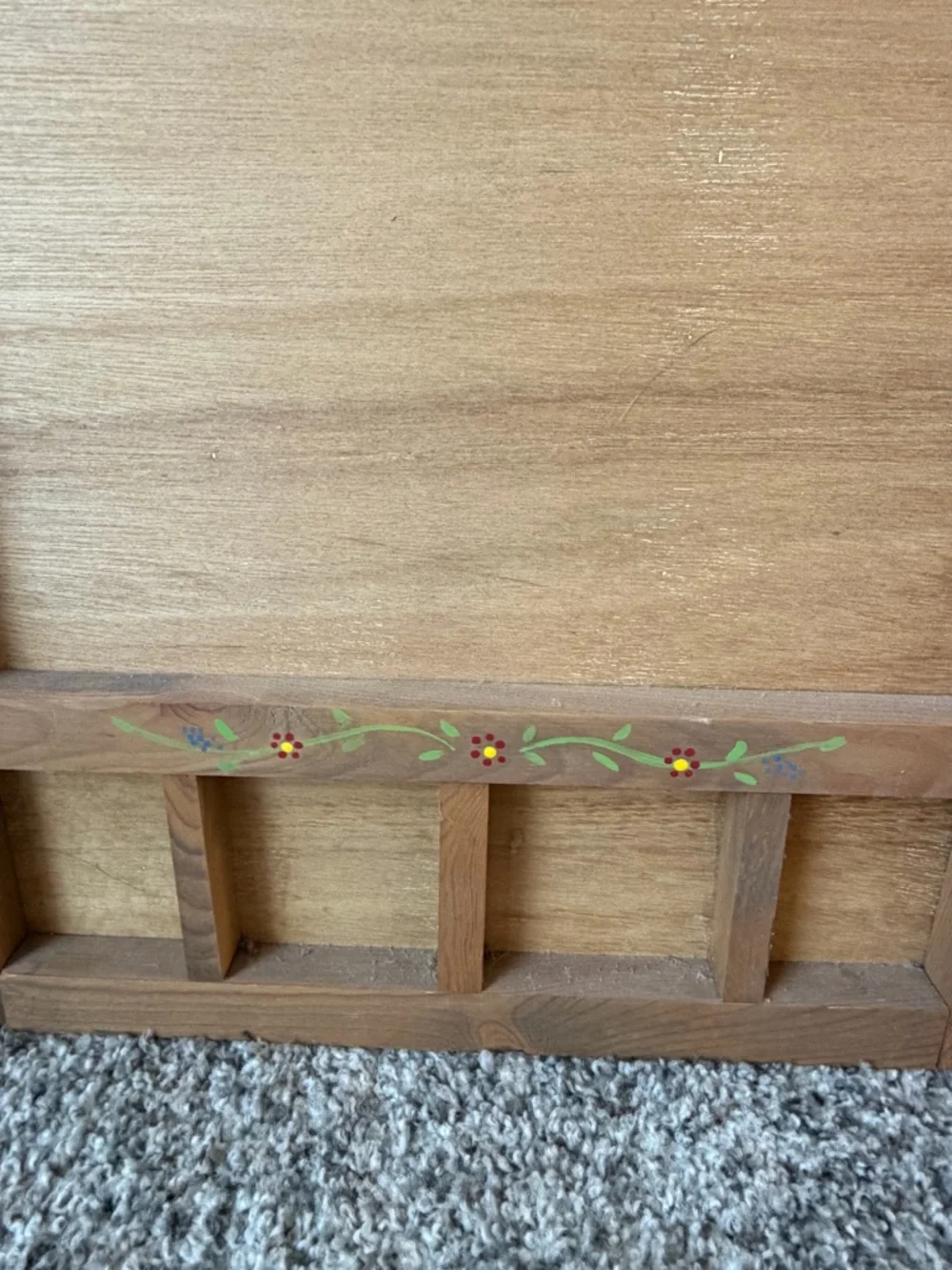 Wooden Trinket Shelf with Handpainted Floral Accents